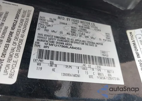 2008 Ford Expedition Eddie Bauer/King Ranch from USA, damaged, VIN 1FMFU17568LA84353